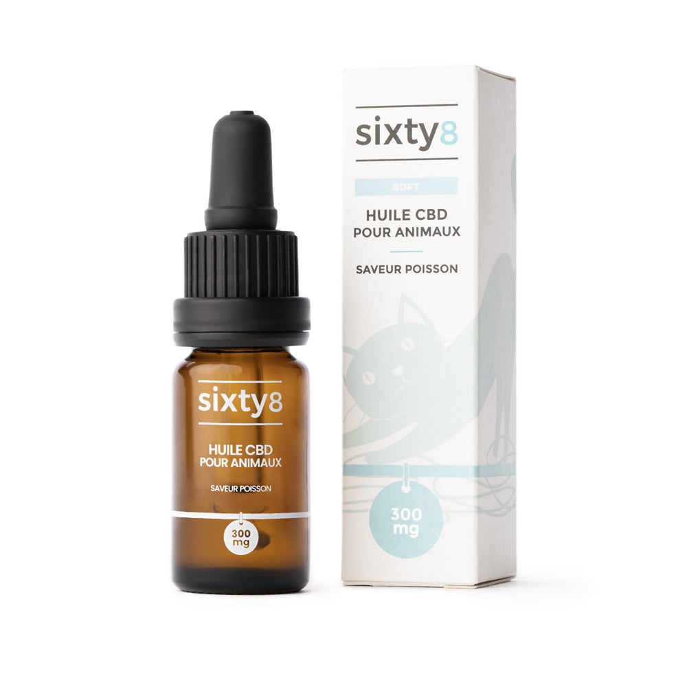 Leafpower Sixty8 Hanföl Hunde Fischgeschmack 300mg CBD mit Verpackung