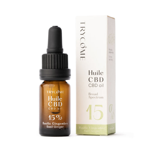 Leafpower Trycome CBD Öl 15% (10 ml) Basilikum-Ingwer Geschmack mit Verpackung